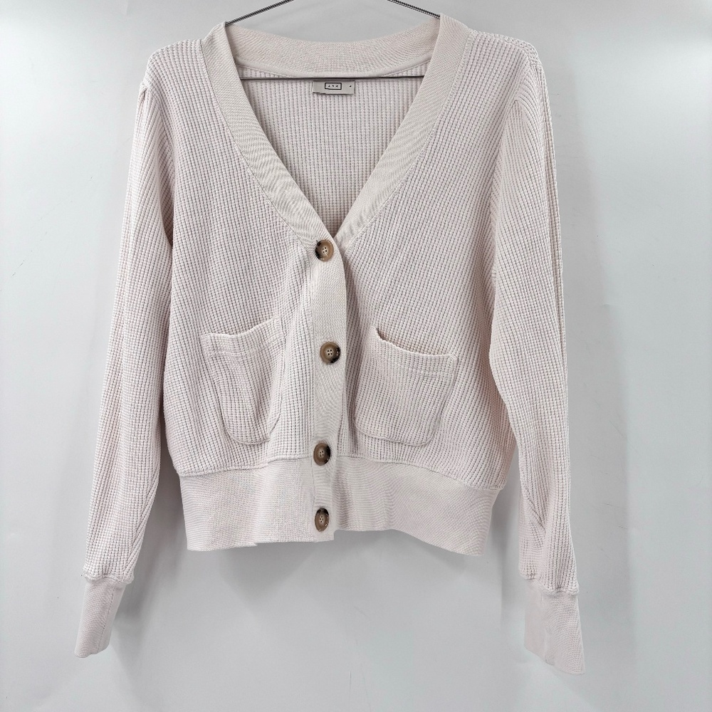AYR The Waffle Cone Cardigan Button Front White Size Small